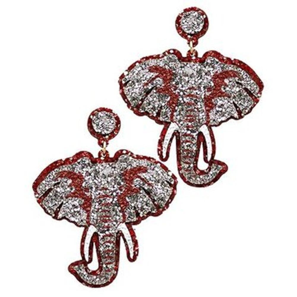 Alabama Elephant Earrings l Roll Tide Earrings l Game Day Earrings